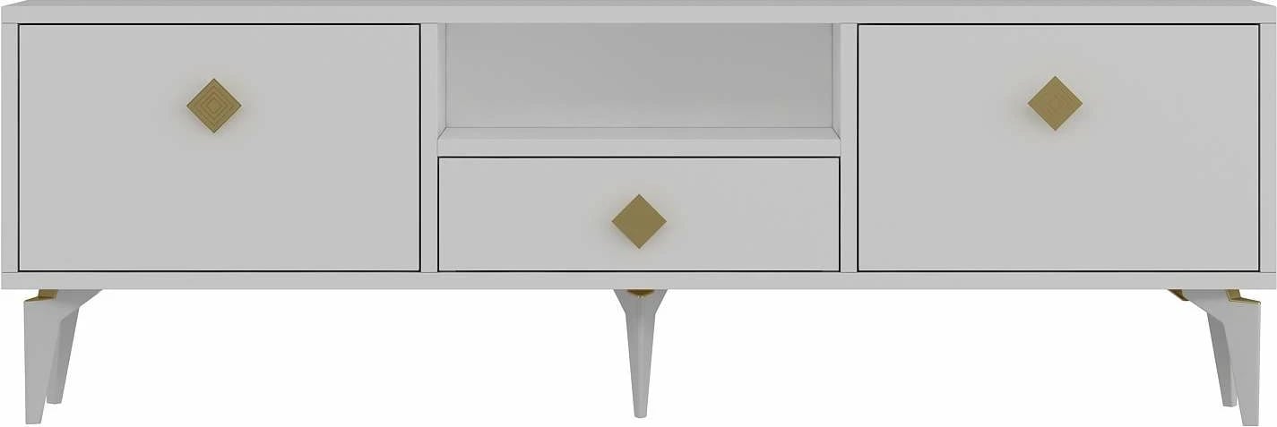 Komodë TV Skye Decor, e bardhë, ari, 1304-DROP-1