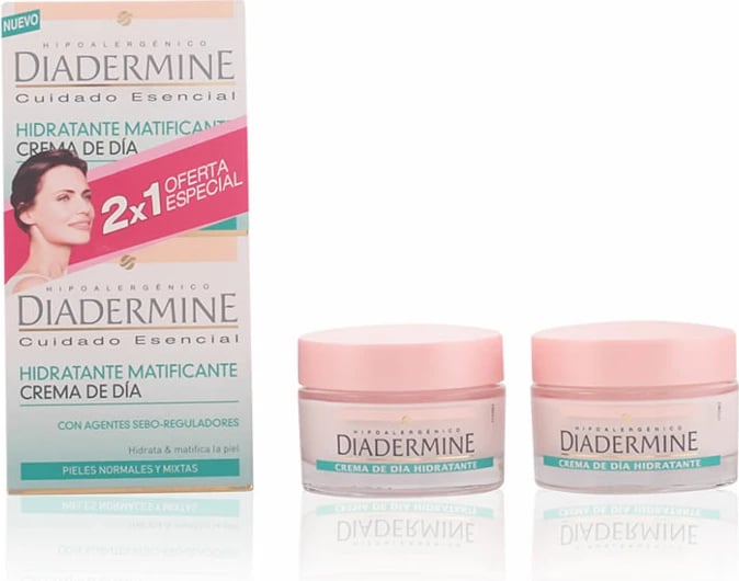 Krem dite hidratues matifikues Diadermine Moisturizing Mattifying Day Cream unisex, 50ml set 2 copë