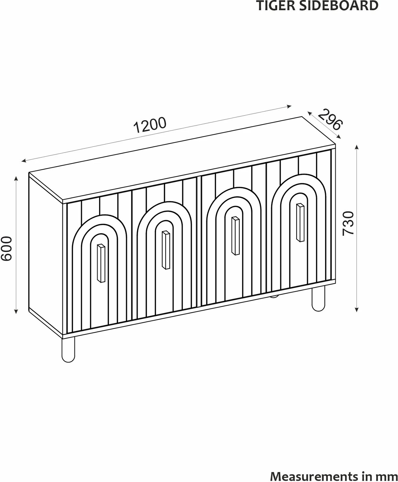 Konsolë Skye Decor, e bardhë, Tiger