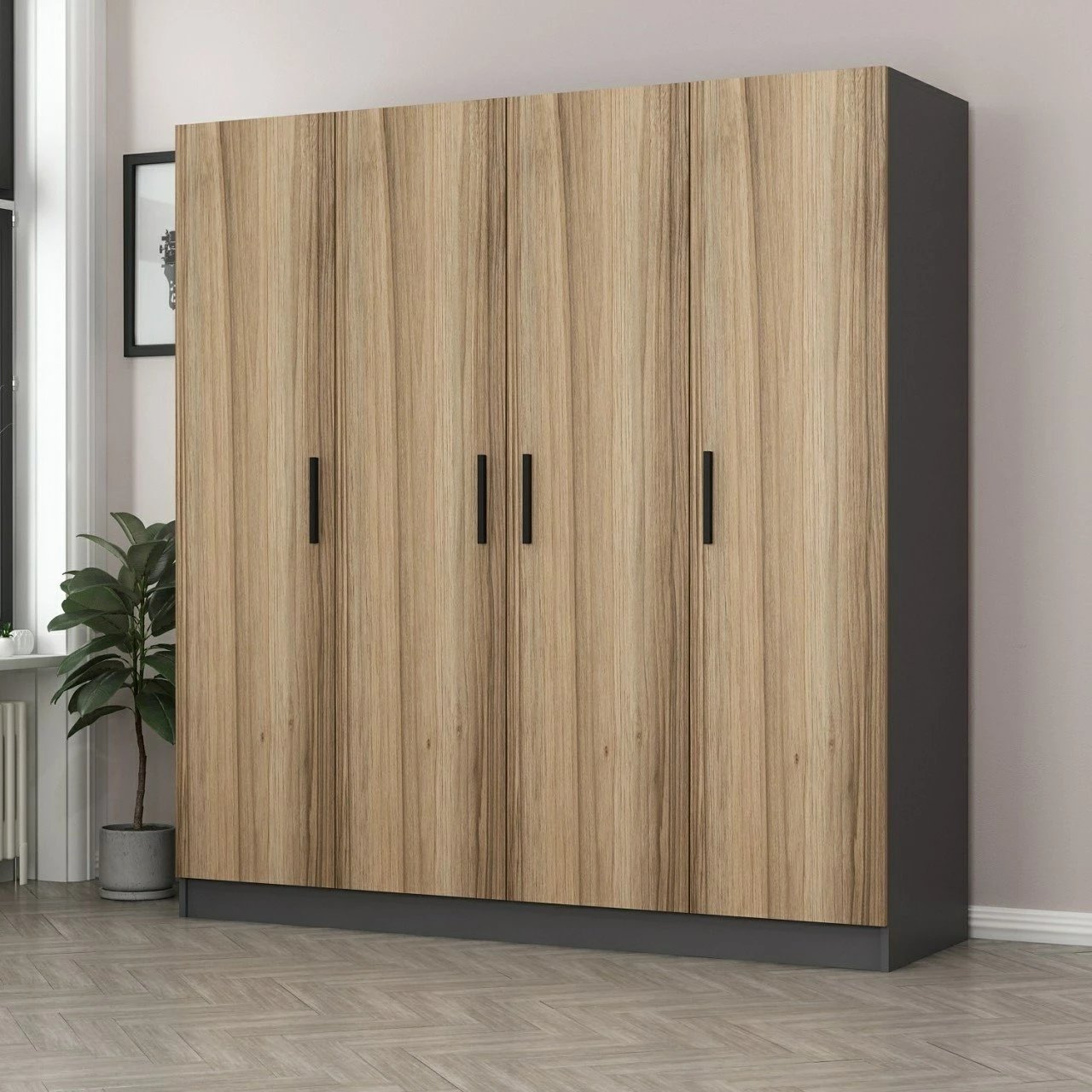 Dollap garderobe Skye Decor, ngjyrë dore, 180x210x52cm