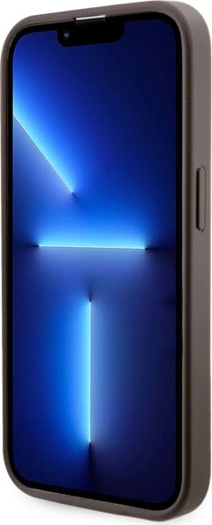 Mbështjellës Guess GUHMP14XP4RPSW për iPhone 14 Pro Max 6.7", 4G Printed Stripes MagSafe, kafe