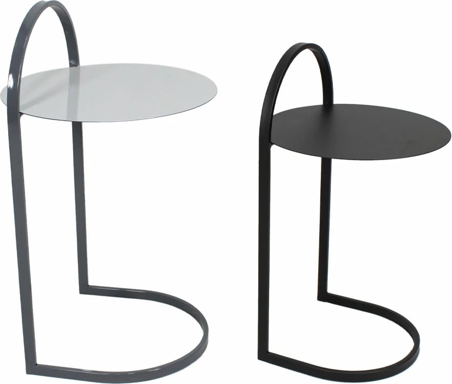 Set tavolinash anësore Stech, 2 copë, të bardhë, të zezë, gri e zezë, 40x40x68cm