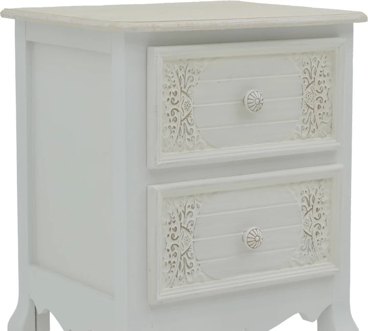Komodinë Pazlen Inart, ngjyrë e bardhë antike, MDF, 40x45x65cm