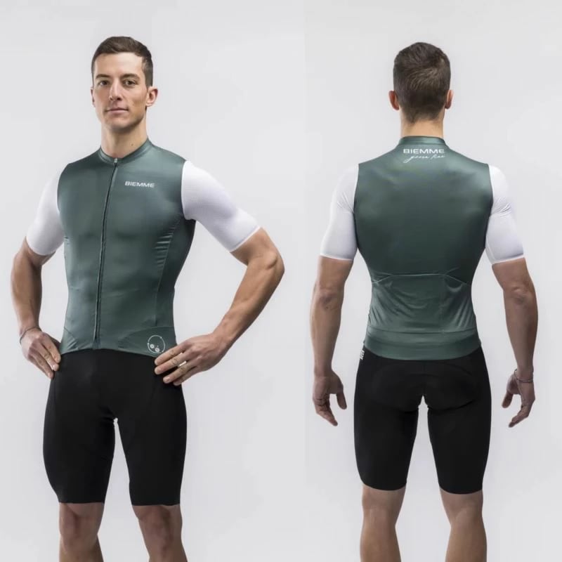 Maicë çiklizmi Biemme për meshkuj, e gjelbër dhe e bardhë