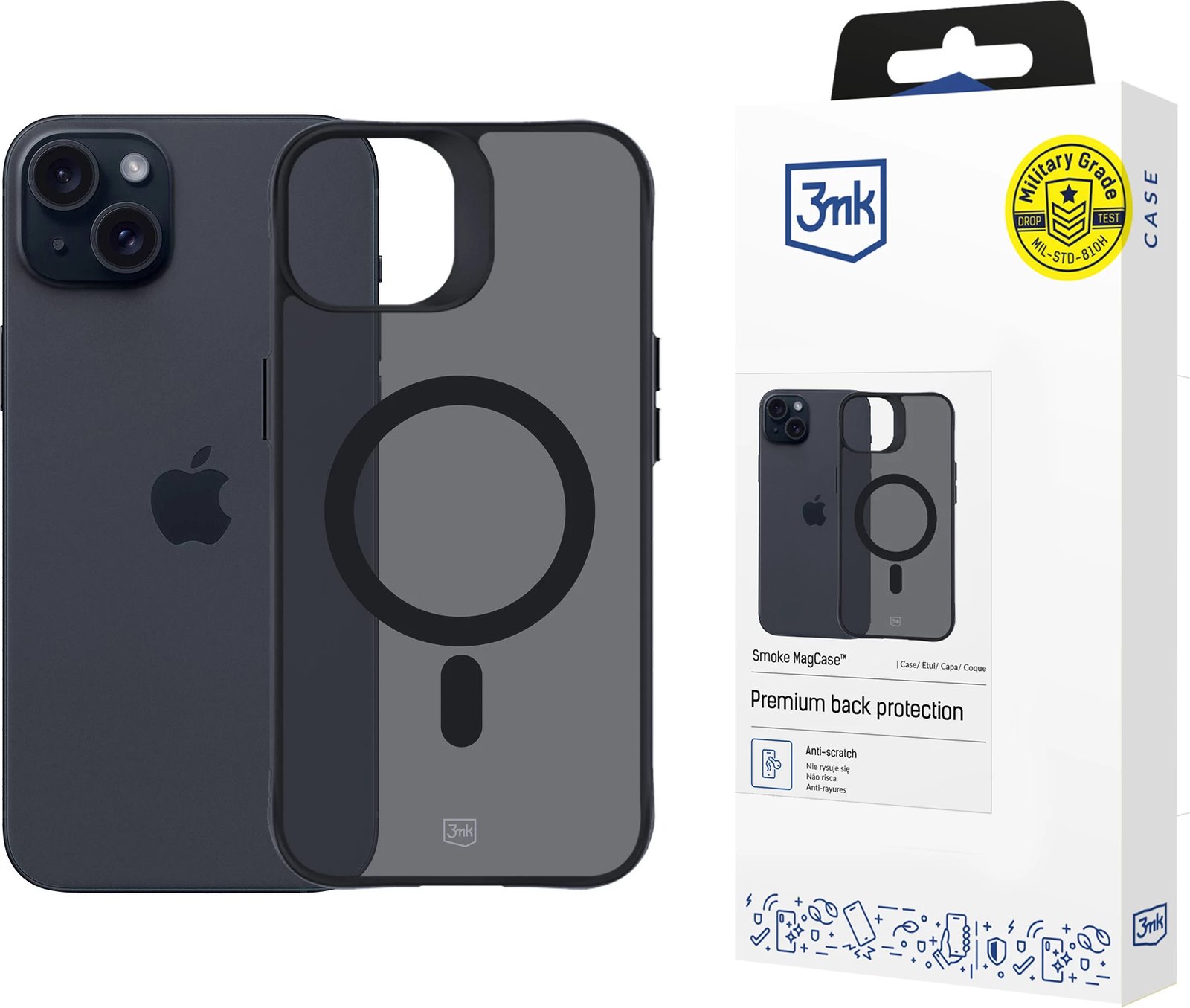 Mbështjellës 3mk Smoke MagCase me MagSafe për iPhone 15, gjysmë-transparent