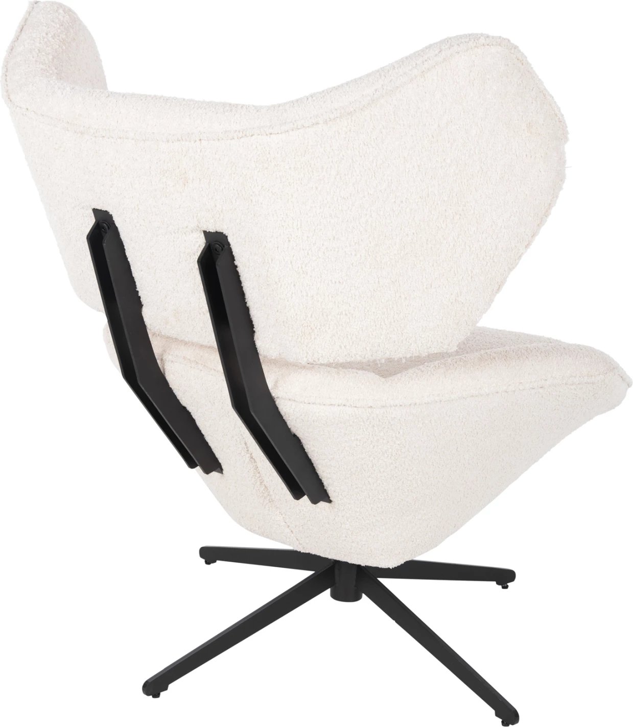 Karrige rrotulluese BRYLL FH9597.06, ngjyrë ecru boucle, bazë metalike e zezë, 86x90x97H cm