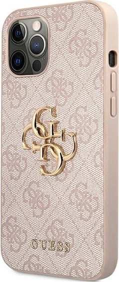 Mbështjellës Guess GUHCP12M4GMGPI për iPhone 12/12 Pro 6.1", rozë, hardcase 4G Big Metal Logo