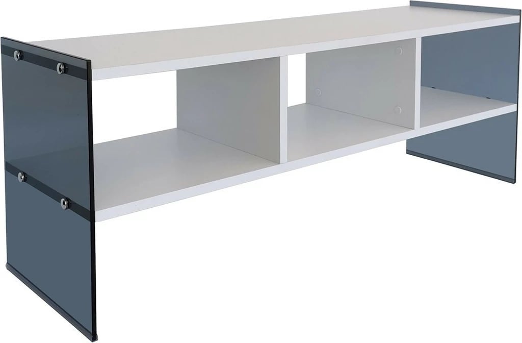 Komodë TV Skye Decor, TV401, e bardhë dhe fume