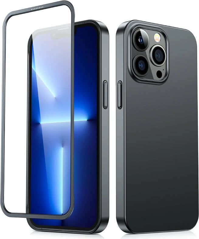 Mbështjellës Joyroom JR-BP935 për iPhone 13 Pro, 360 Full Case me xham të temperuar, zi