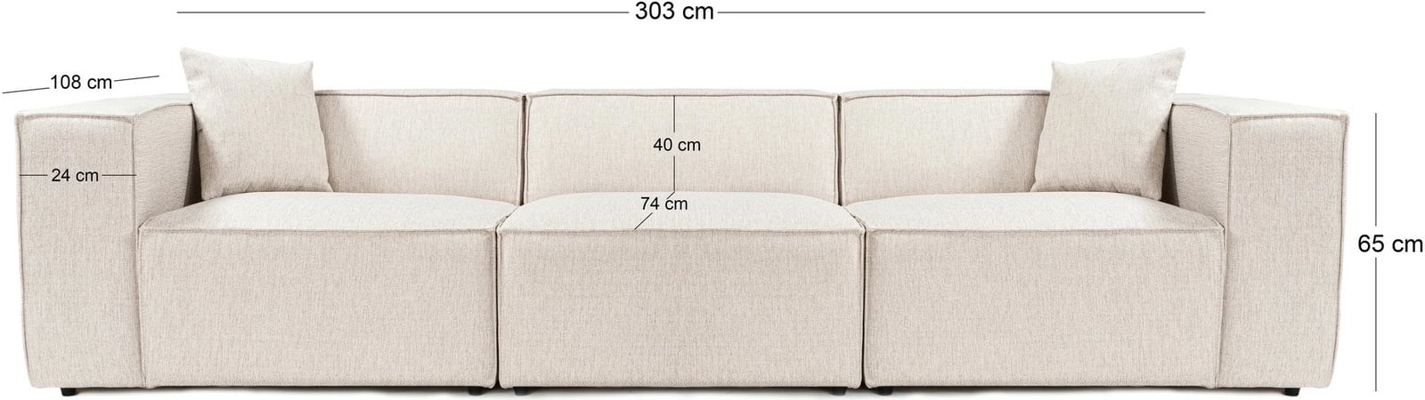 Divan treshe Lora, ngjyrë kafe e çelët, Atelier del Sofa