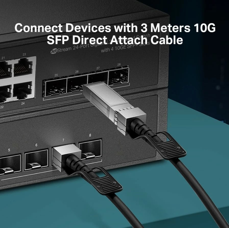 Kabllo TP-LINK SM5220-3M Direct Attach SFP+ 10G, 3m, e zezë