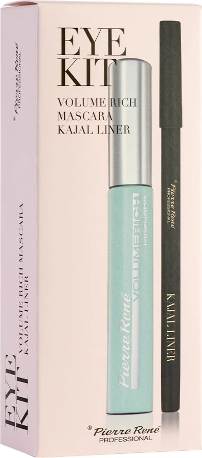 Set për sy Pierre Rene Volume Rich Mascara & Kajal Liner për femra e zezë 2 copë