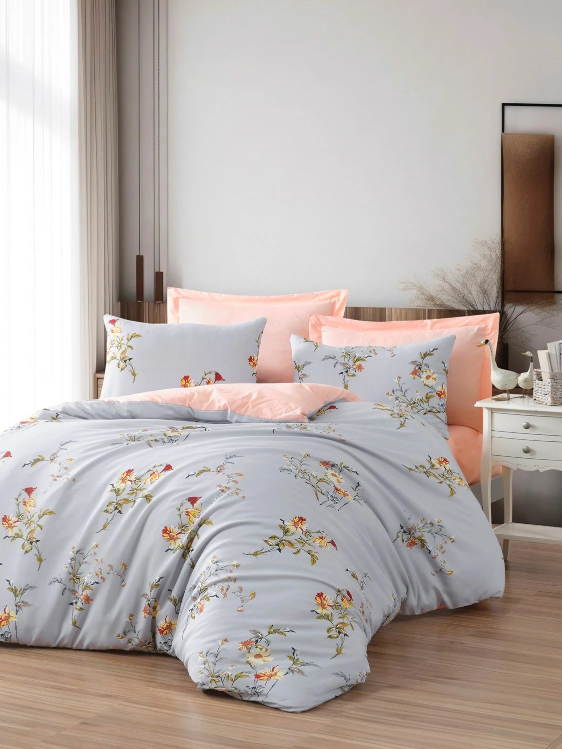 Set mbulesë për jorgan dopio, L'essentiel, vintage, ngjyrë blu akulli