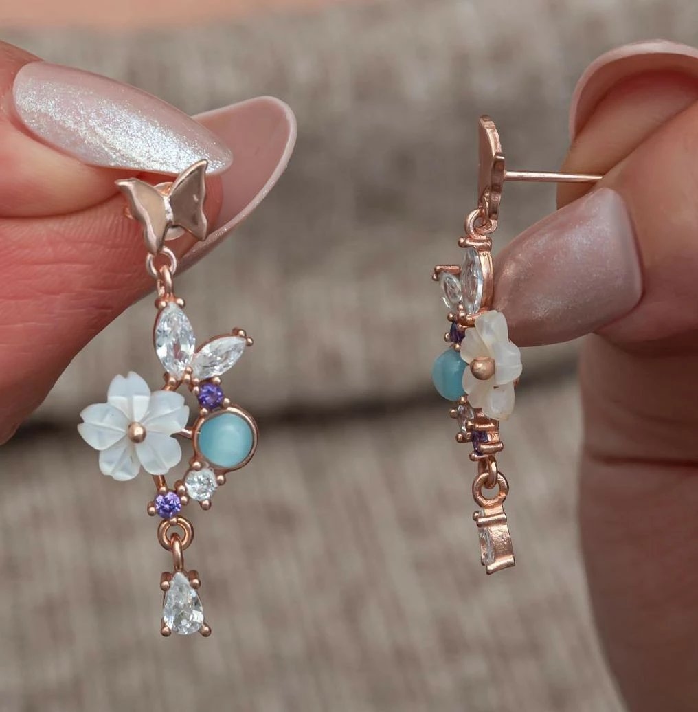 Vathë argjendi Jumeon, ngjyrë rozë ari, të bardhë e kaltër, NRZ999383