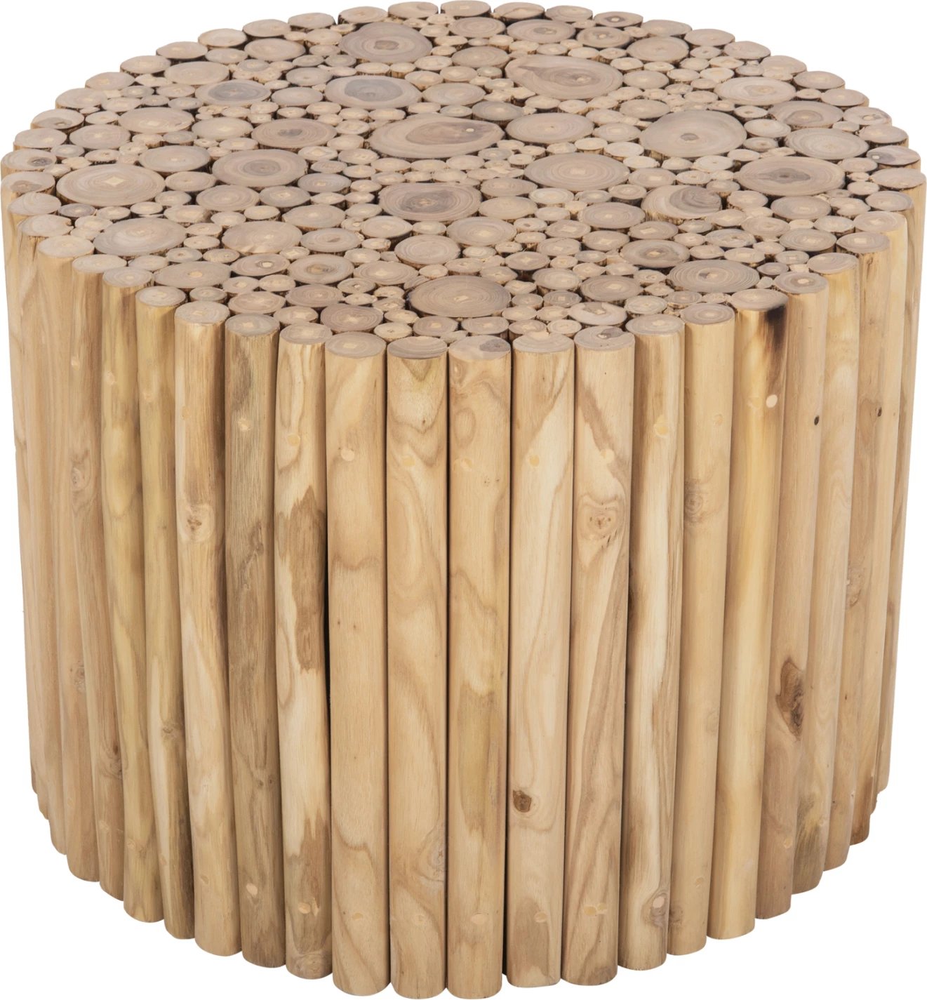 Tavolinë kafeje e rrumbullakët COOTER FH9864 degë tik - natyrale Φ60,5x46Hcm