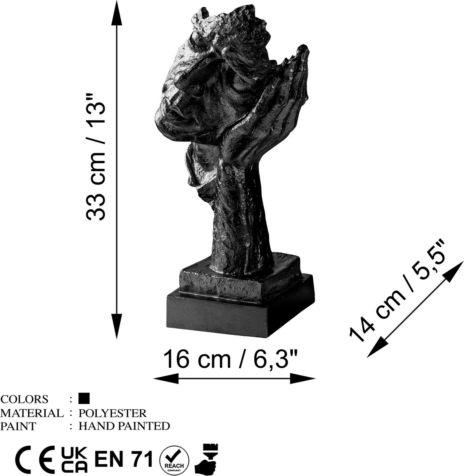 Objekt dekorativ Evila Originals, Yak-030-C, ngjyrë e zezë