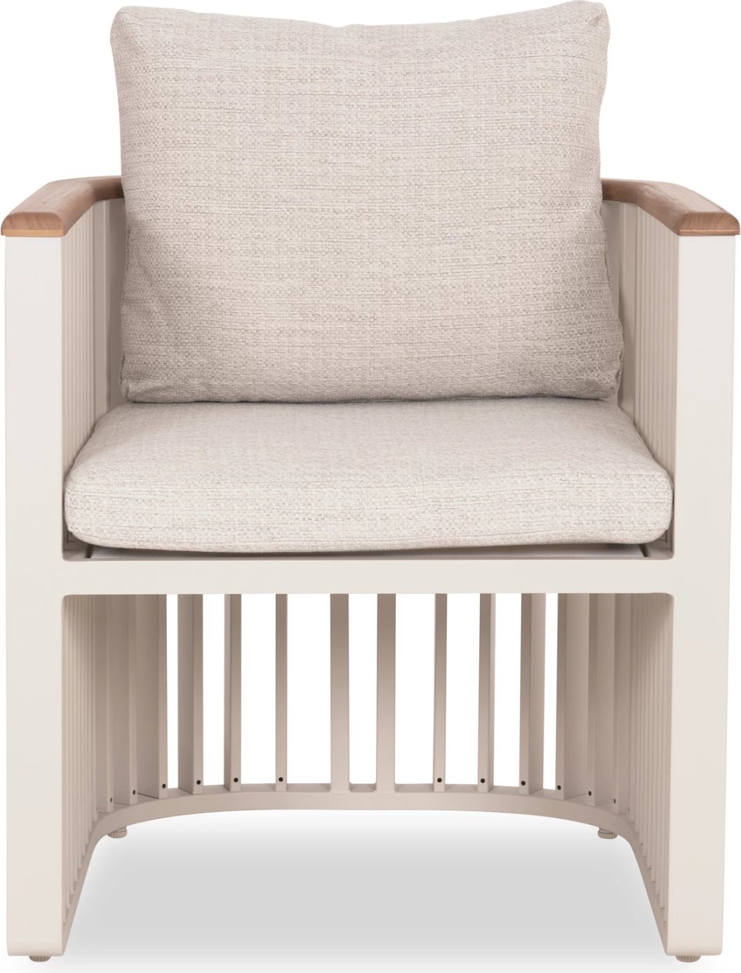 Karrige alumini për jashtë, seri ETERNITY, ngjyrë fildishi, jastëkë bezhë, 65x72x84cm