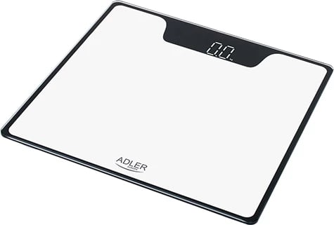 Peshore banjoje, Adler, AD 8174, kapacitet 180 kg, ekran LED, platformë xham i temperuar 6 mm 300x300 mm, e bardhë