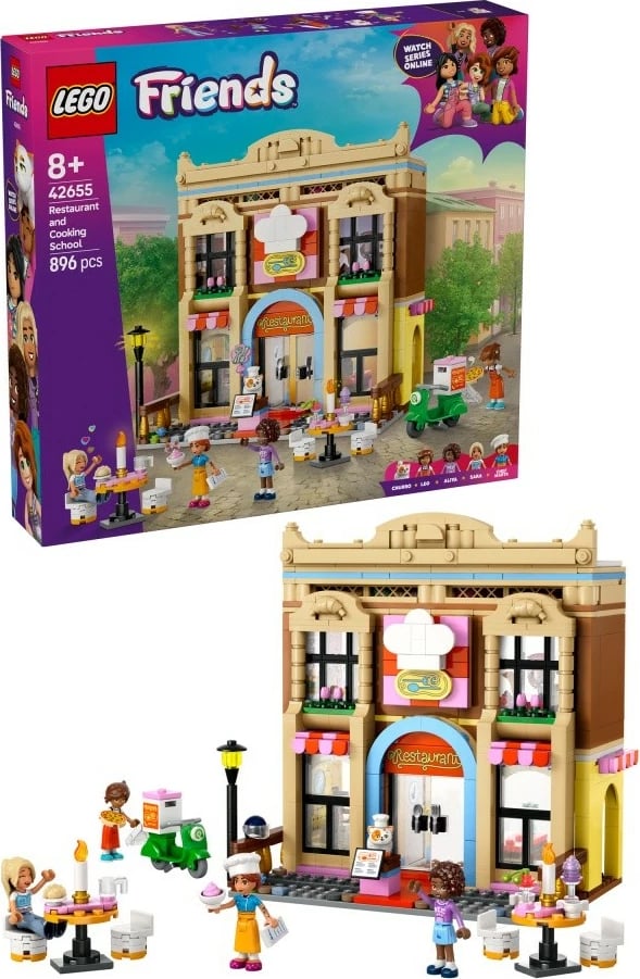 Set ndërtimi LEGO Friends 42655 Restaurant and Cooking School, 896 pjesë, plastikë