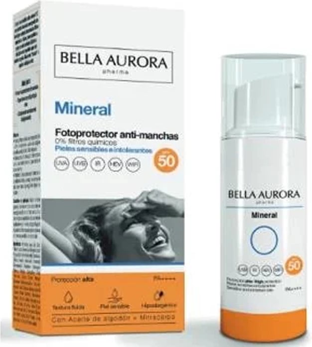 Krem mbrojtës kundër diellit unisex Bella Aurora Mineral Anti-Dark Spot SPF 50, 50ml