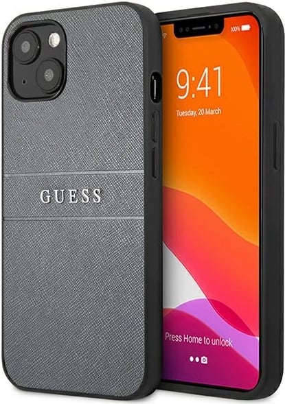 Mbështjellës Guess GUHCP13SPSASBGR për iPhone 13 mini 5.4", Saffiano, Gri