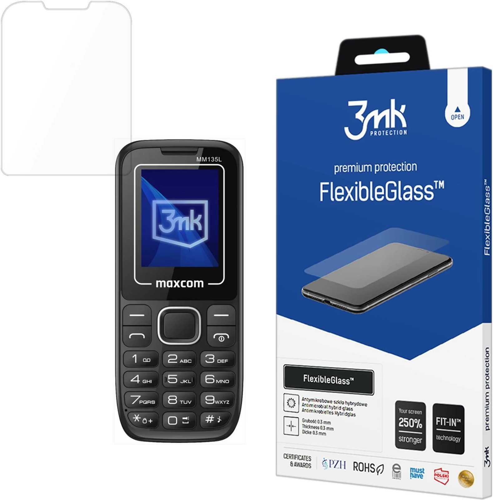 Xham mbrojtës hibrid 3mk FlexibleGlass për Maxcom Classic MM135L