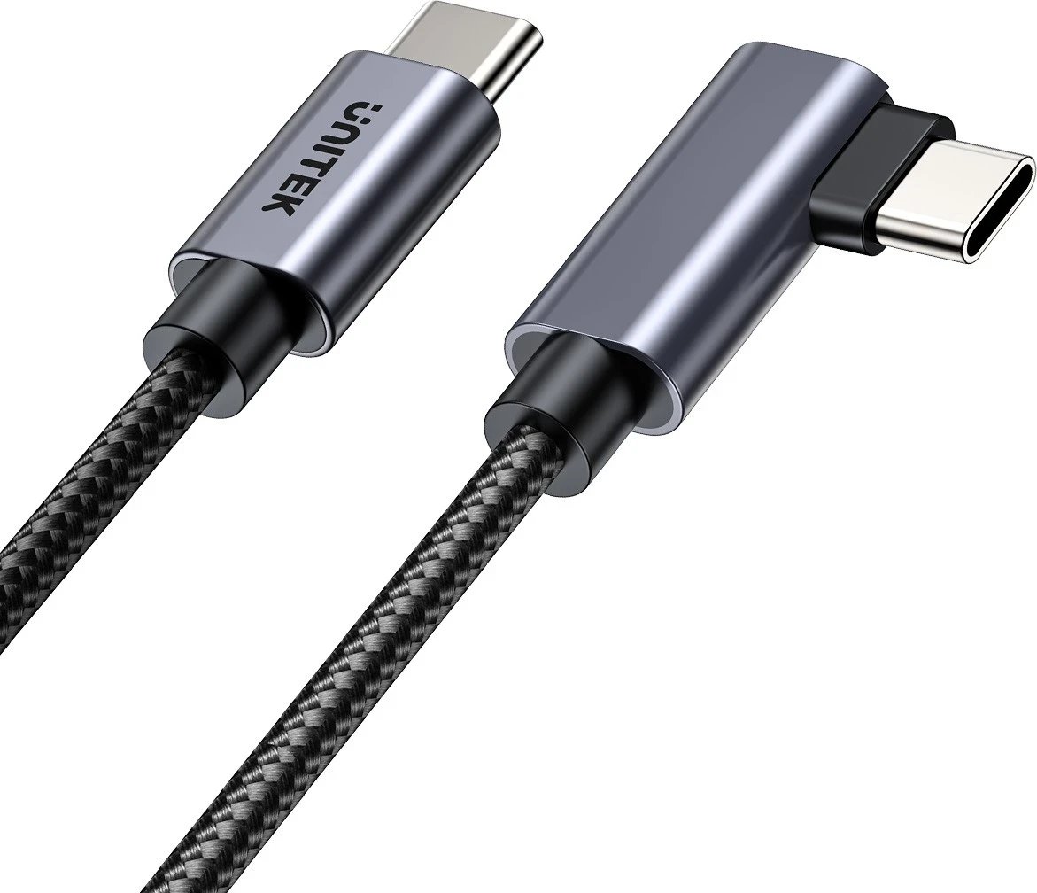 Kabllo Unitek USB-C me kënd 90° PD100W 0,5m, ngjyrë zi-hiri Kabllo Unitek USB-C me kënd 90° PD100W 0,5m, ngjyrë zi-hiri