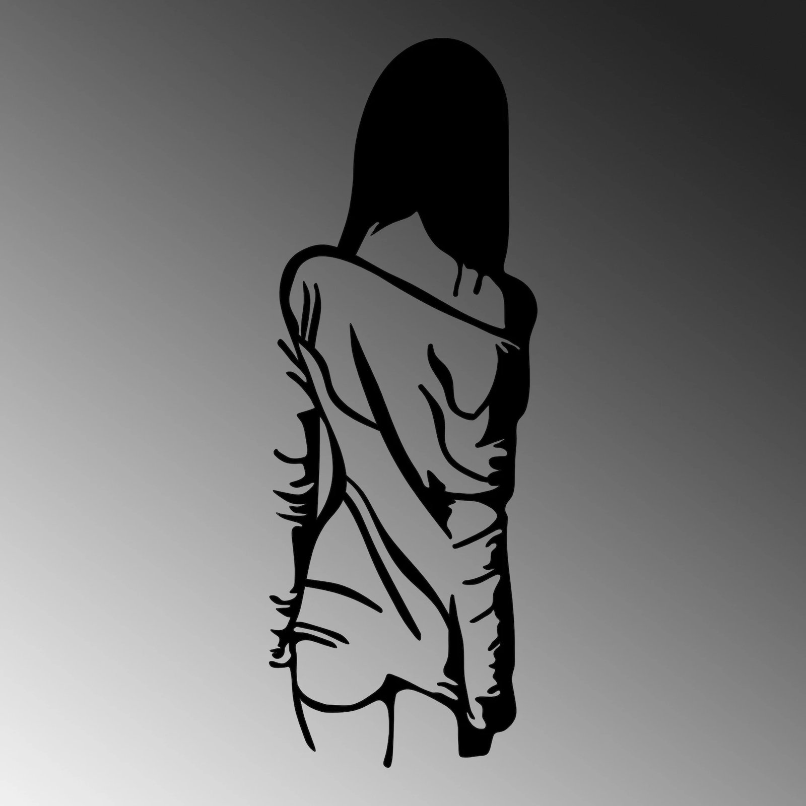 Aksesor dekorativ metalik për mur, grua me fustan të lirë, Wallity