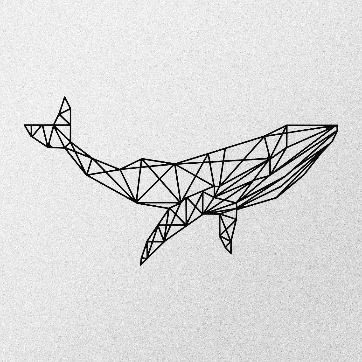 Aksesor dekorativ metalik për mur, balenë, Wallity, e zezë, 56x31cm