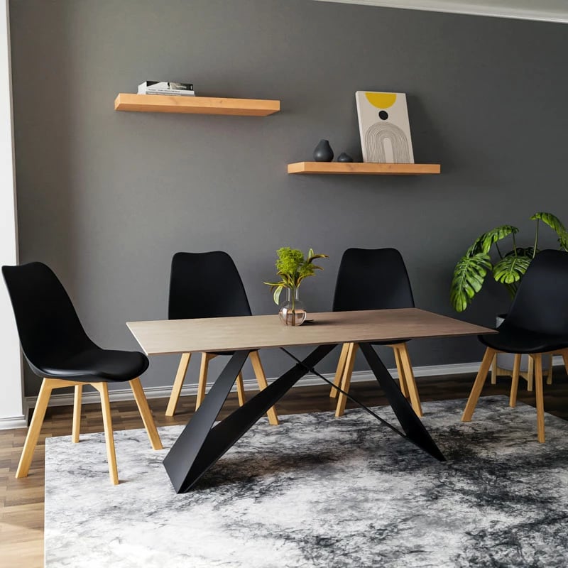 Tavolinë kuzhine Sabrina, gur i sinterizuar, sonoma-e zezë, 180x90x75cm Tavolinë kuzhine Sabrina, gur i sinterizuar, sonoma-e zezë, 180x90x75cm