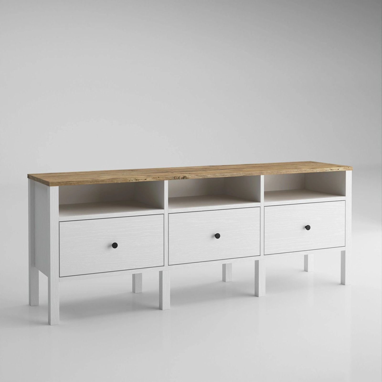 Komodë TV Hanah Home, FRN-10003, ngjyrë druri dhe e bardhë, 150x57x35 cm