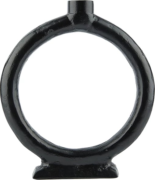 Mbajtës qirinjsh Anell, alumin, i zi, 22x4x25cm