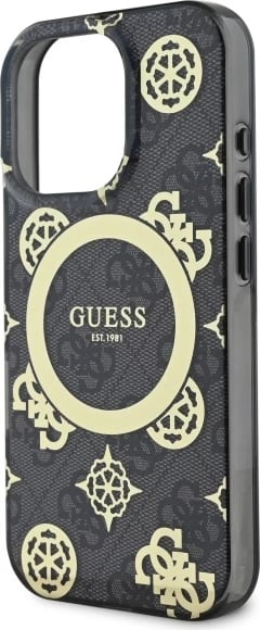 Mbështjellës Guess IML Peony On 4G Background MagSafe për iPhone 16 Pro, zi