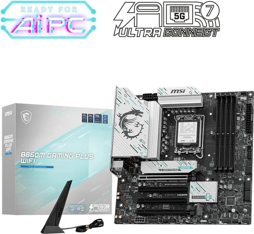 Pllakë amë MSI B860M GAMING PLUS WIFI, Intel B860, LGA 1851, micro ATX, E zezë