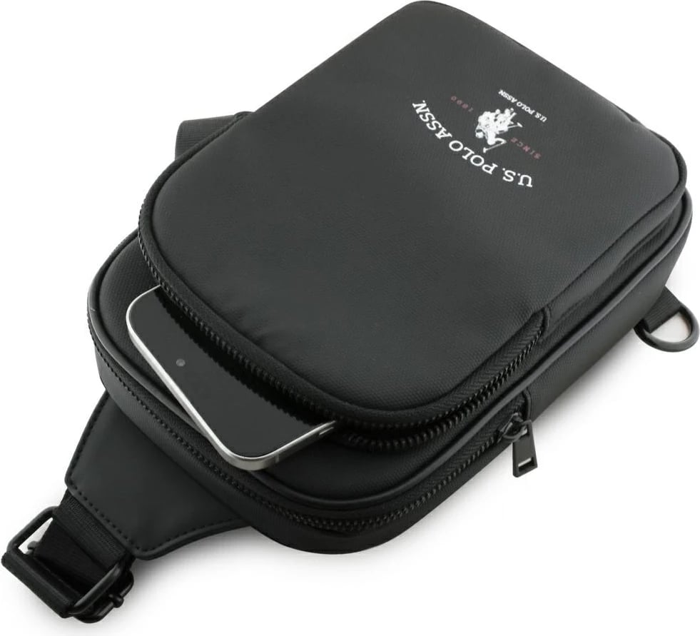 Çantë crossbody për telefon US Polo Assn Petit Pique Crossbody Arch, najlon, e zezë