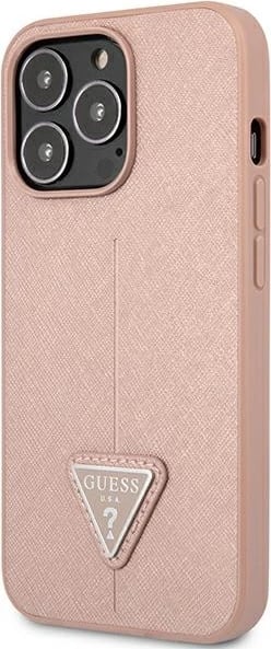 Mbështjellës Guess SaffianoTriangle Logo për iPhone 14 Pro Max 6.7", Rozë Mbështjellës Guess SaffianoTriangle Logo për iPhone 14 Pro Max 6.7", Rozë