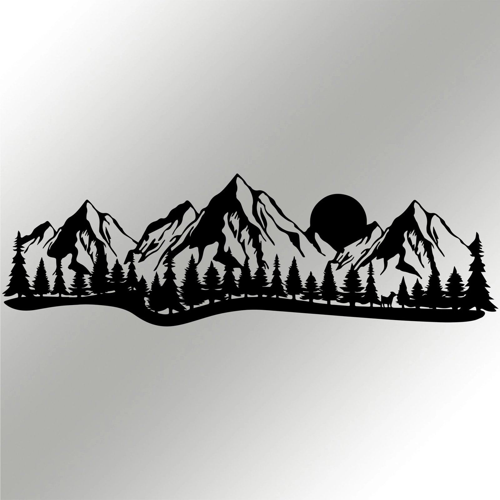 Aksesor dekorativ metalik për mur, peizazh malor, Wallity, 68x21cm