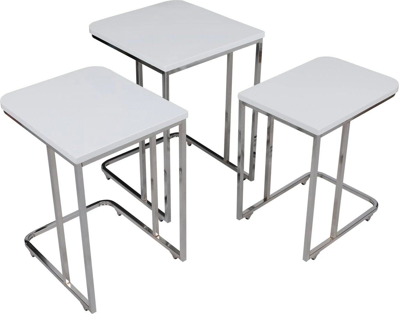 Set tavolinash të vendosshme, ngjyrë e bardhë, Hanah Home, Ce Metal Zigon, 3 copë, 9406