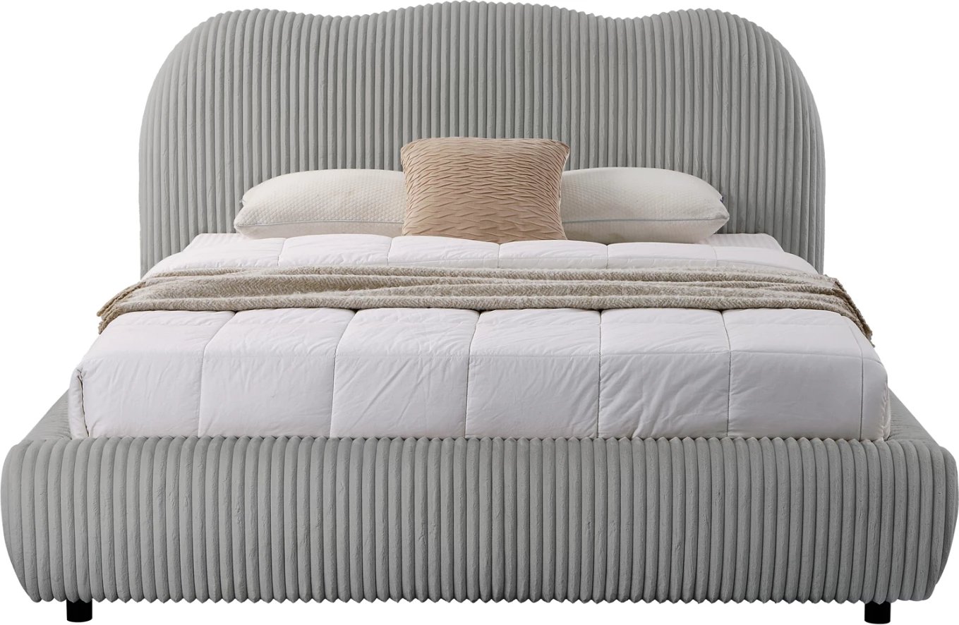 Krevat dopio me hapësirë për depo, material pelushi sintetik, ngjyrë gri, KALLY FH729.01, dyshek 160x200cm