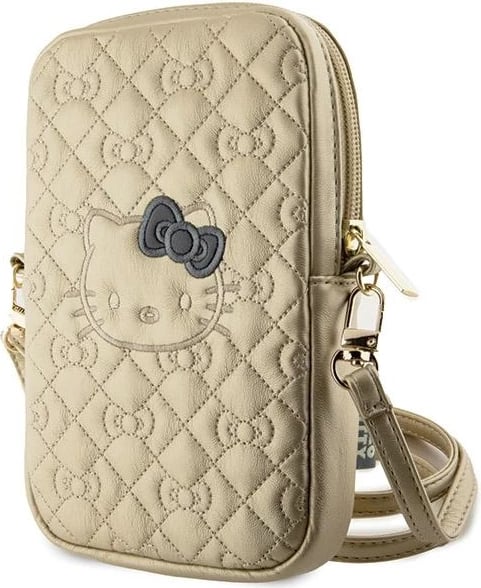 Çantë dore Hello Kitty Quilted Bows Strap, lëkurë artificiale, ari