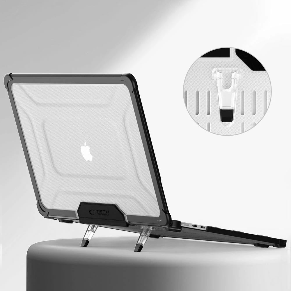 Mbështjellës Tech-Protect SmartShell Pro për MacBook Air 13" M2/M3/M4, i tejdukshëm dhe i zi
