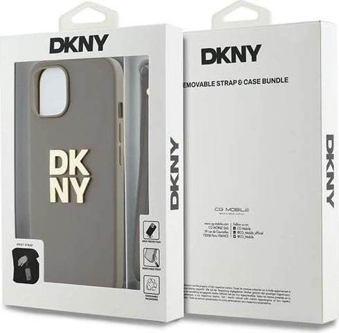 Mbështjellës DKNY Wrist Strap Stock Logo për iPhone 15/14/13, bezhë