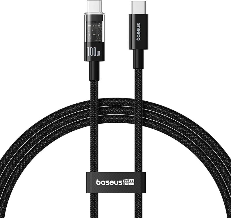 Kabllo Baseus Gem USB C në USB C, 1 m, 100 W, E zezë