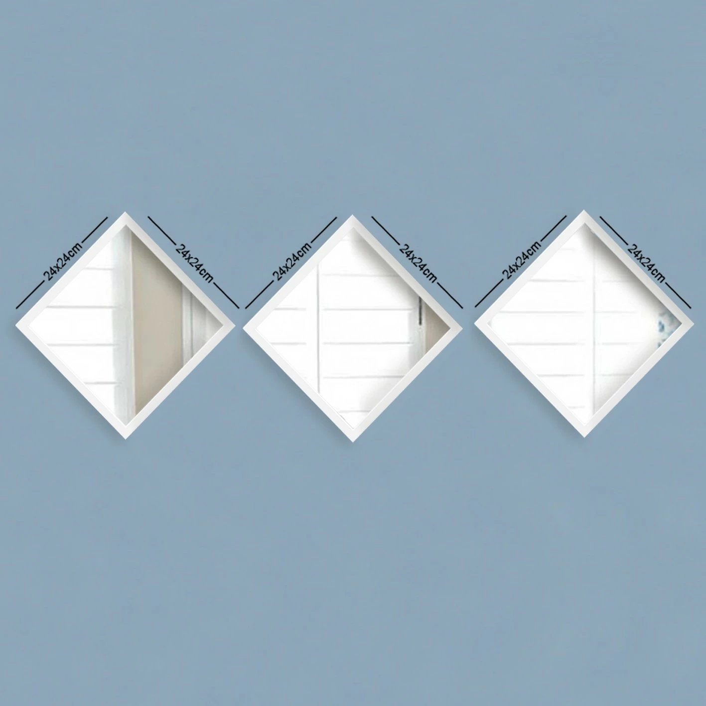 Set pasqyrash (3 copë), Wallity, SETAYNA_052, ngjyrë e bardhë dhe argjend