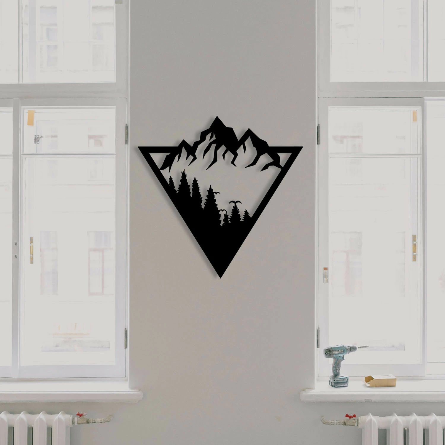 Aksesor dekorativ metalik për mur, Wallity, Meyus, ngjyrë e zezë, 51x50cm