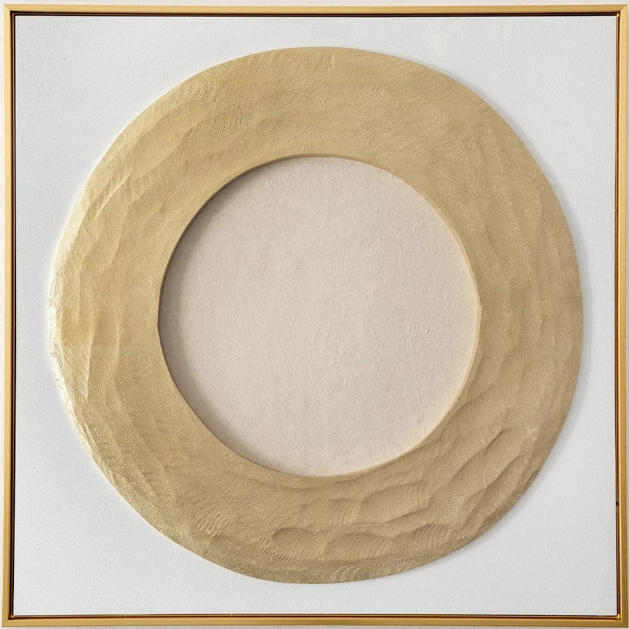 Pikturë dekorative Ambitius, kanavacë, ngjyrë ari e bardhë, 80x80x5cm