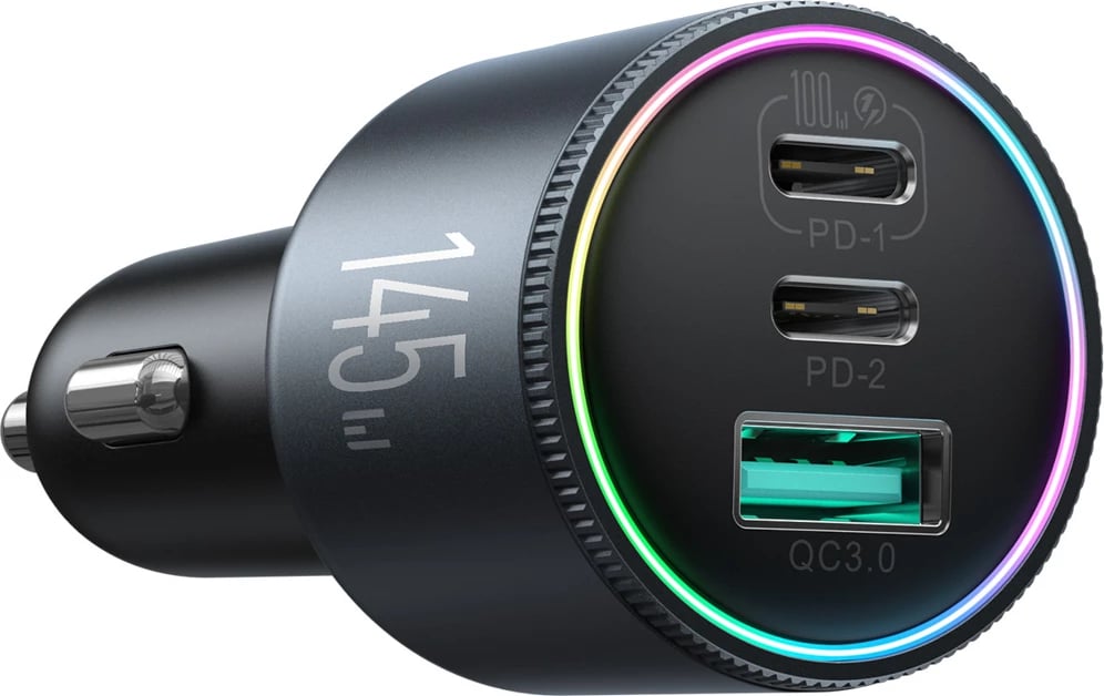 Karikues makine Joyroom JR-CCN07 145W 2xUSB-C + USB-A me kabllo USB-C 100W, gri e errët