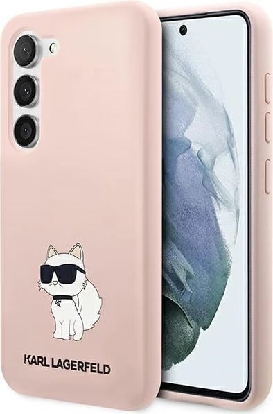 Mbështjellës Karl Lagerfeld Liquid Silicone Ikonik Choupette për Samsung Galaxy S23+, Rozë