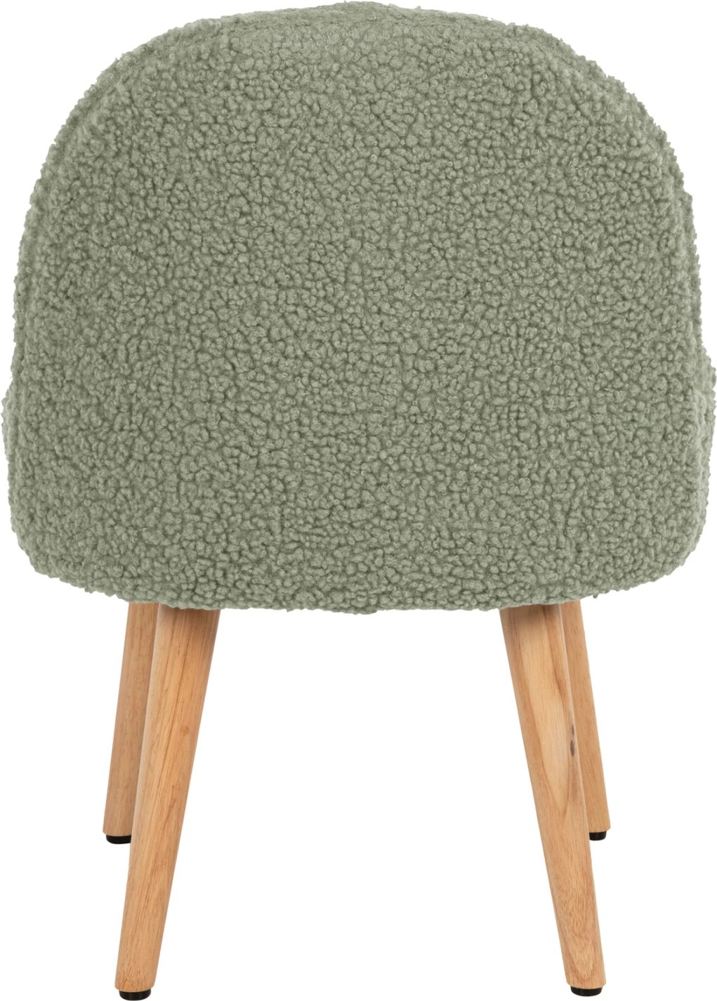 Karrige YASMINE FH8395.27 me mbështetëse të ulët, pëlhurë boucle ngjyrë fistik, këmbë druri, 47x46x64.5 cm.