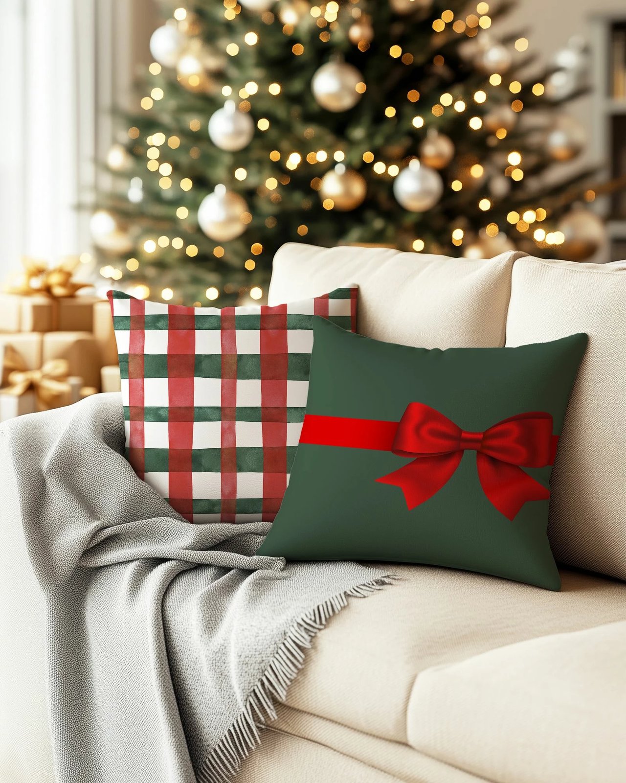 Set mbulesash jastëku për Krishtlindje, shumëngjyrëshe, 2 copë, PLW-NWYR26 - 15